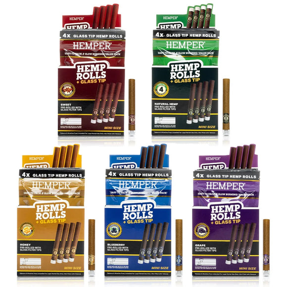Hemper - Hemp Mini Rolls with Glass Tips (4pk)