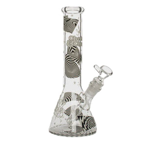 Cheech & Chong Glass 10" Tall Optical Illusion Glow In The Dark Water Pipe