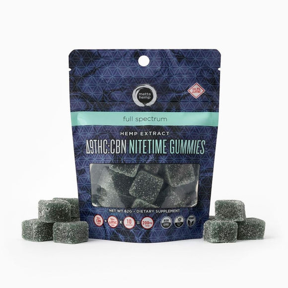 Full Dose Delta 9 THC / CBN Nitetime Gummies By Metta Hemp Company 1200MG (10 Pieces)
